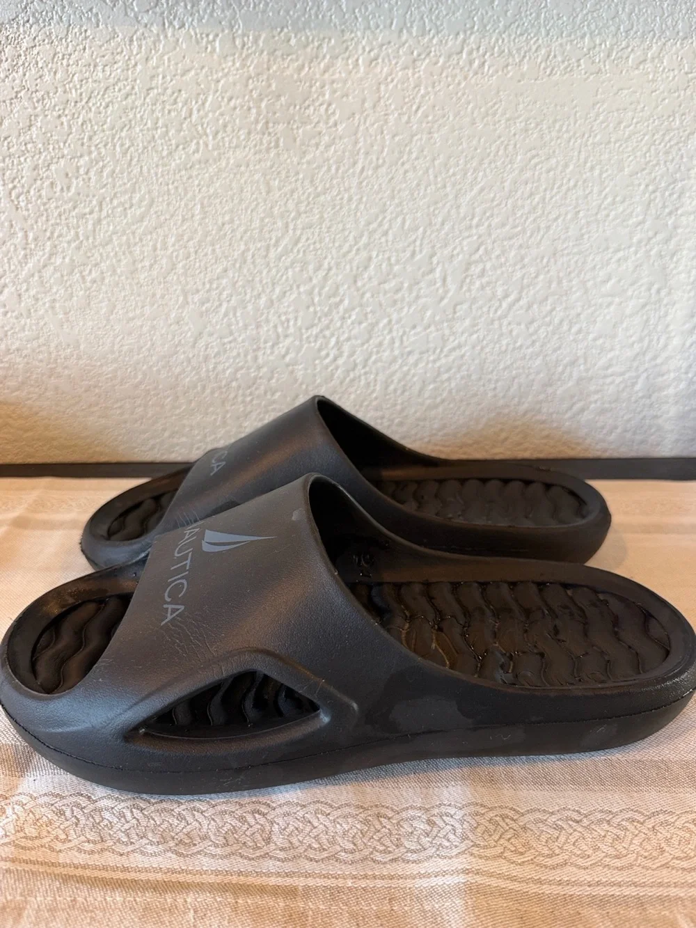 Nautica Black Logo Slide Sandals